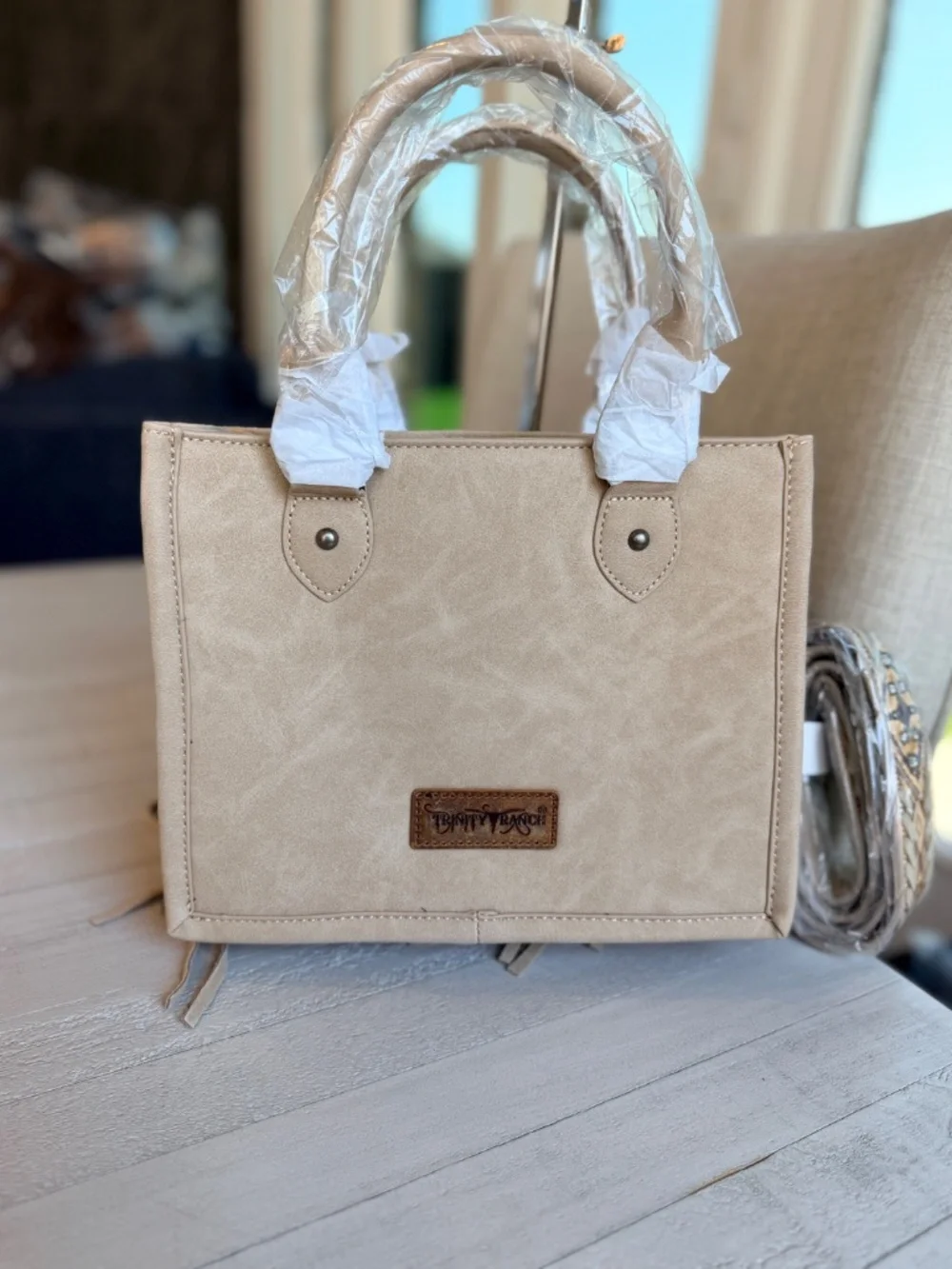 Trinity Ranch Hair On Cowhide Tote/Crossbody Khaki